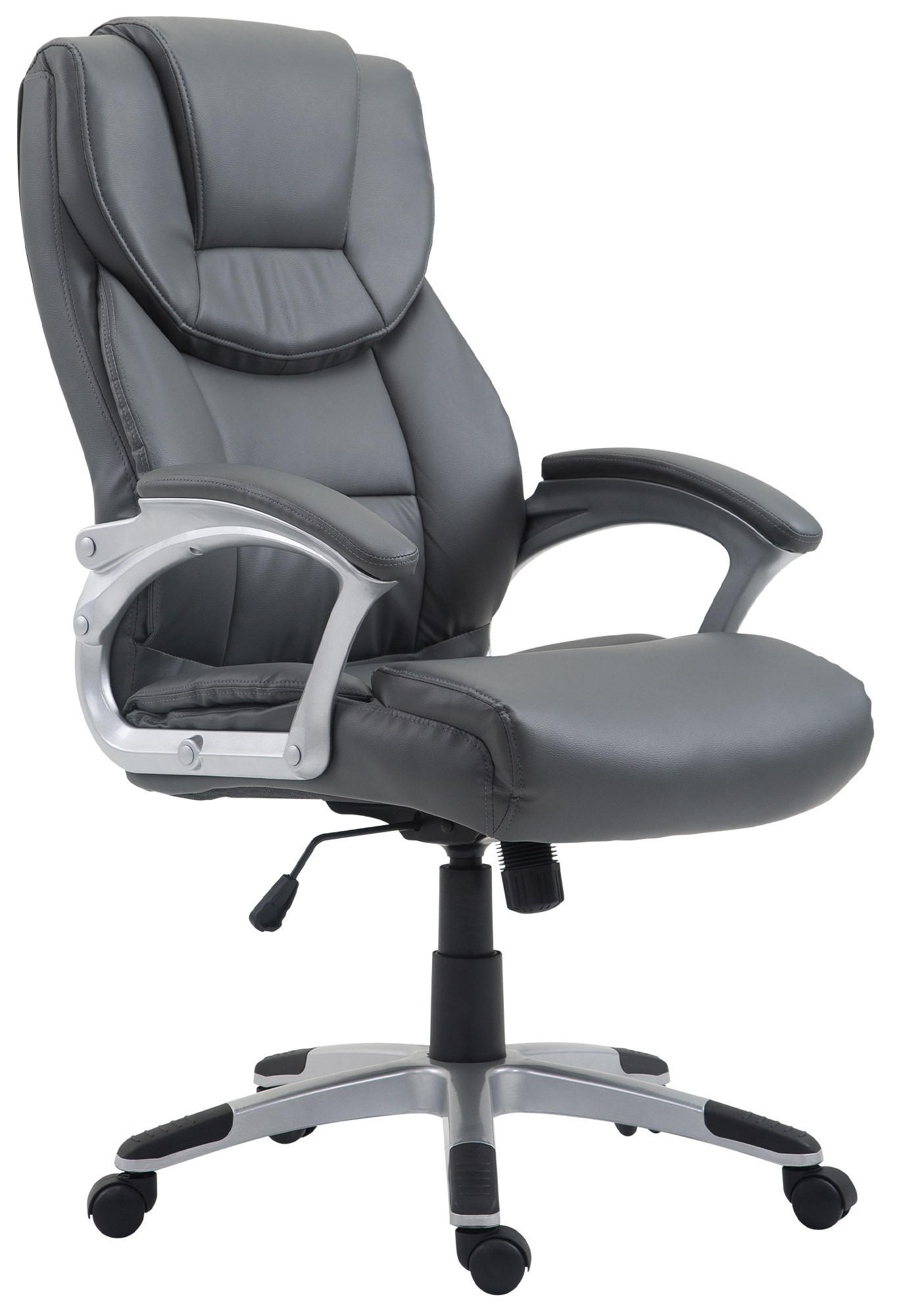 CHEFSESSEL Lederlook Grau - Grau, Kunststoff/Textil (65/109/73cm) - CLP