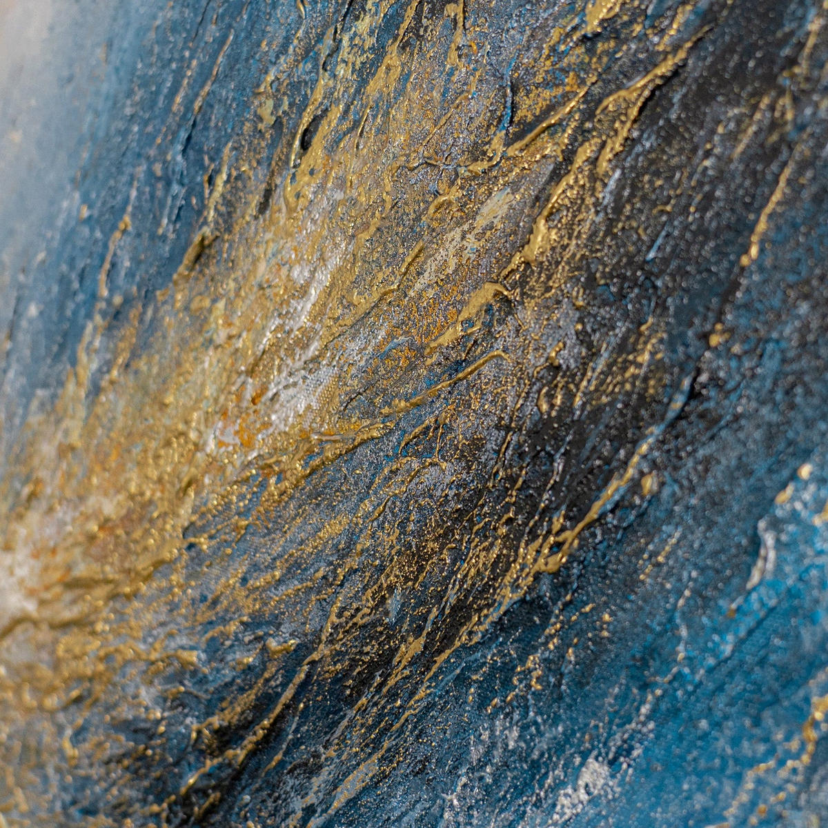 GEMÄLDE Feuersturm Schattenfugenrahmen Schwarz-Gold 70x50 cm - Schwarz Hochglanz, Holz (70/50cm) - YS-art gallery