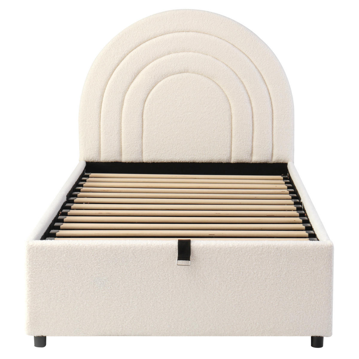 KINDERBETT 90/200 cm aus Bouclé mit hydraulischem Stauraum Beige - Beige, Textil (90/200cm) - Modenvie