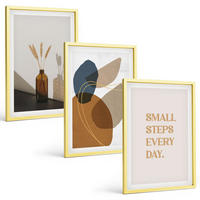 BILDER SET 3er Set - 40x60 cm Goldrahmen - Set abstrakter Formen - Goldfarben, Kunststoff (40/60cm) - TULUP