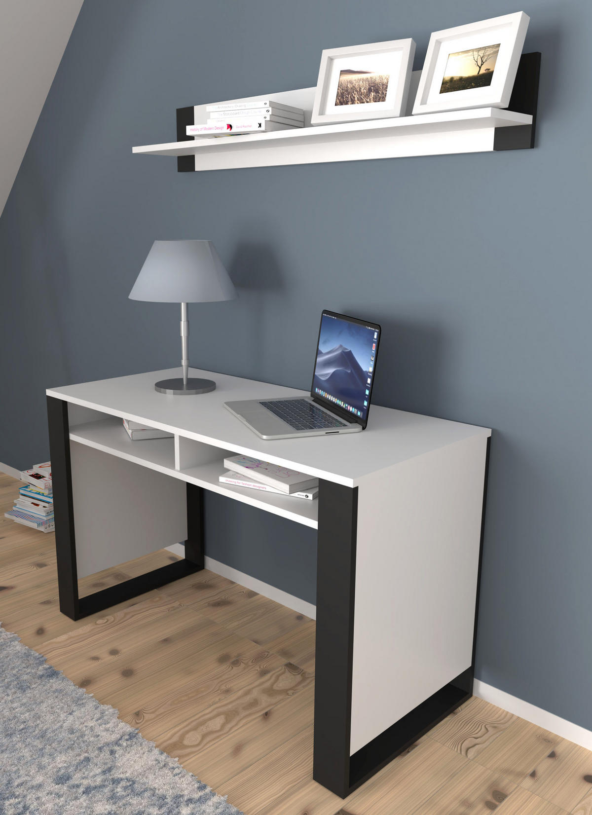 SCHREIBTISCH Weiß, Schwarz 120/75/55 - Schwarz/Weiß, Holzwerkstoff (55/120/75cm) - RAUMHIRSCH FURNITURE