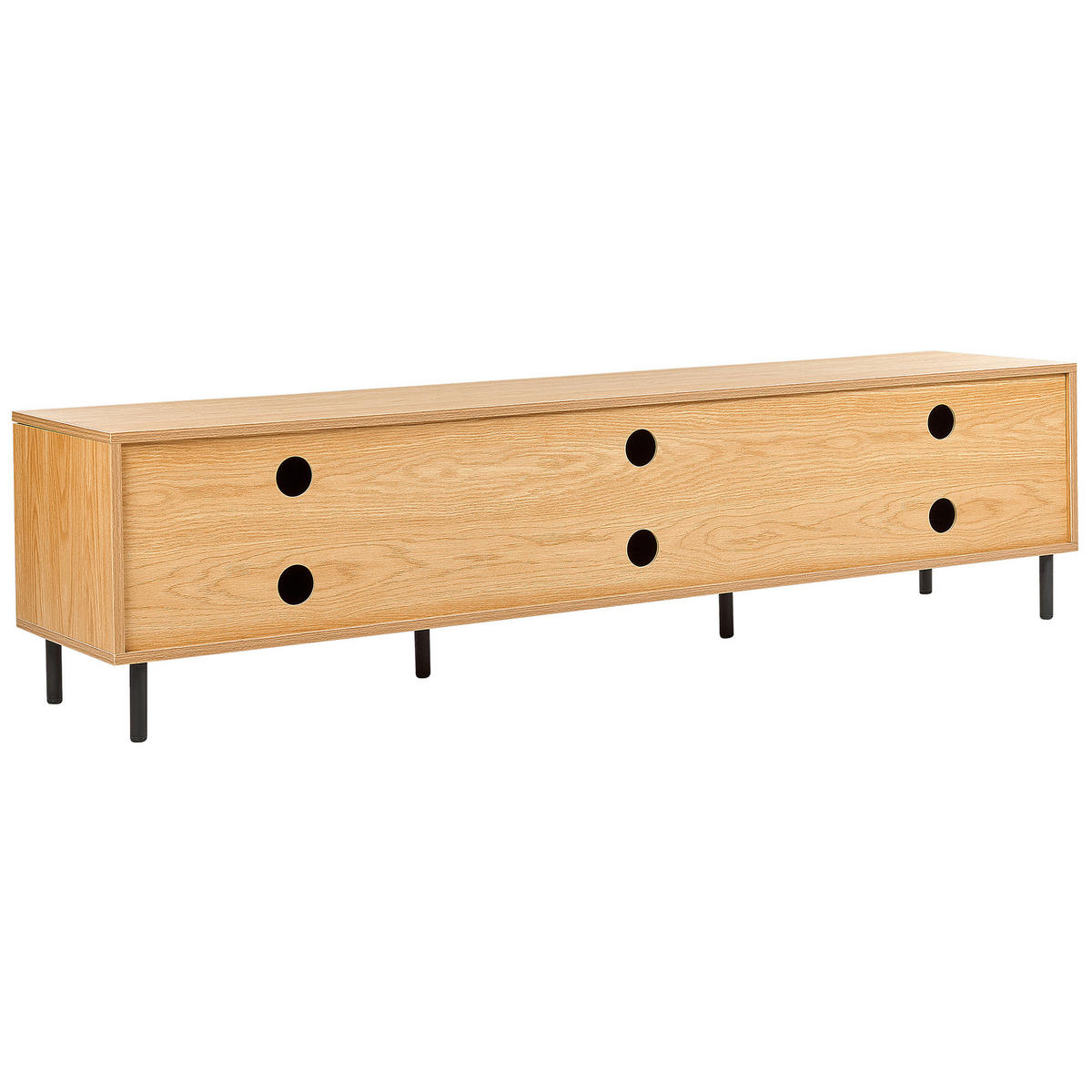 TV-MÖBEL Hellbraun, Schwarz Nikea 45/180/40 cm - Hellbraun, Holzwerkstoff (180/45/40cm) - Beliani