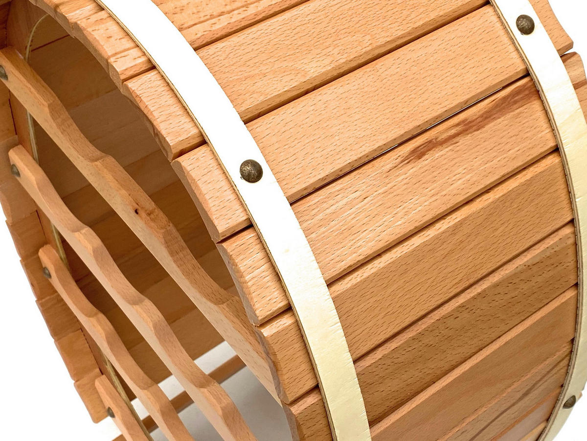 WEINREGAL Weinfass für 12 Flaschen Natur lackiert 65 cm - Braun, Holz (45/65/24cm) - DanDiBo