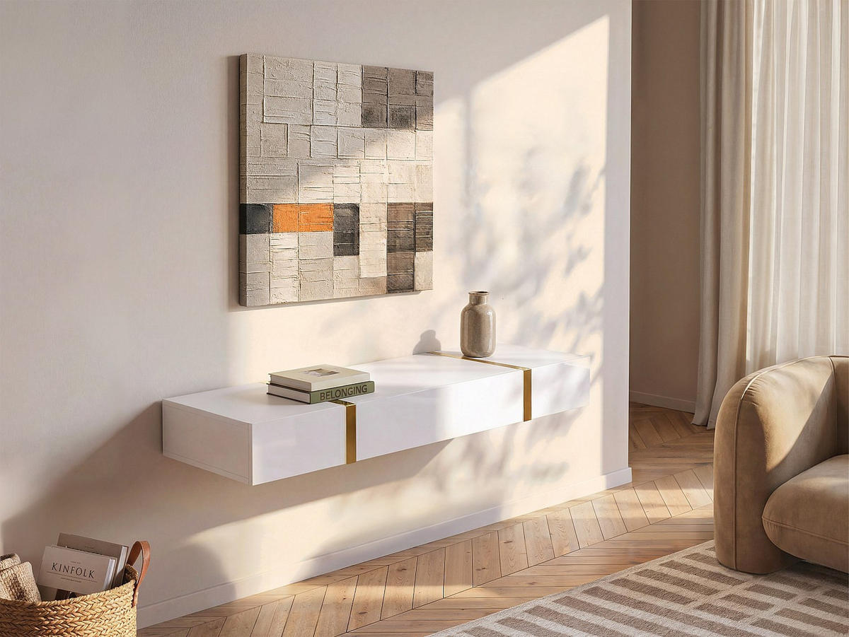 KONSOLENTISCH - 120 cm x 41 cm - holz - weiß, goldfarben Marzialo - Goldfarben/Weiß, Holz (41/120/20cm) - Vente-Unique