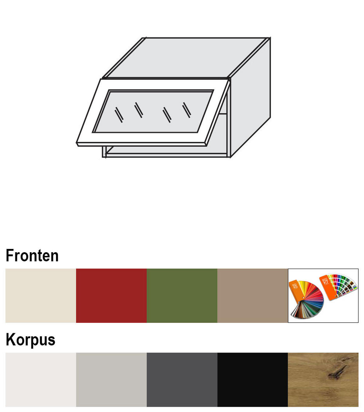 KLAPPHÄNGESCHRANK Brerra W4BS/60 Lava / RAL 6025 farngrün Matt 60 / 32,5 / 36cm - Dunkelgrau/Grün, Holz/Holzwerkstoff (60/36/32.5cm) - Feldmann-Wohnen
