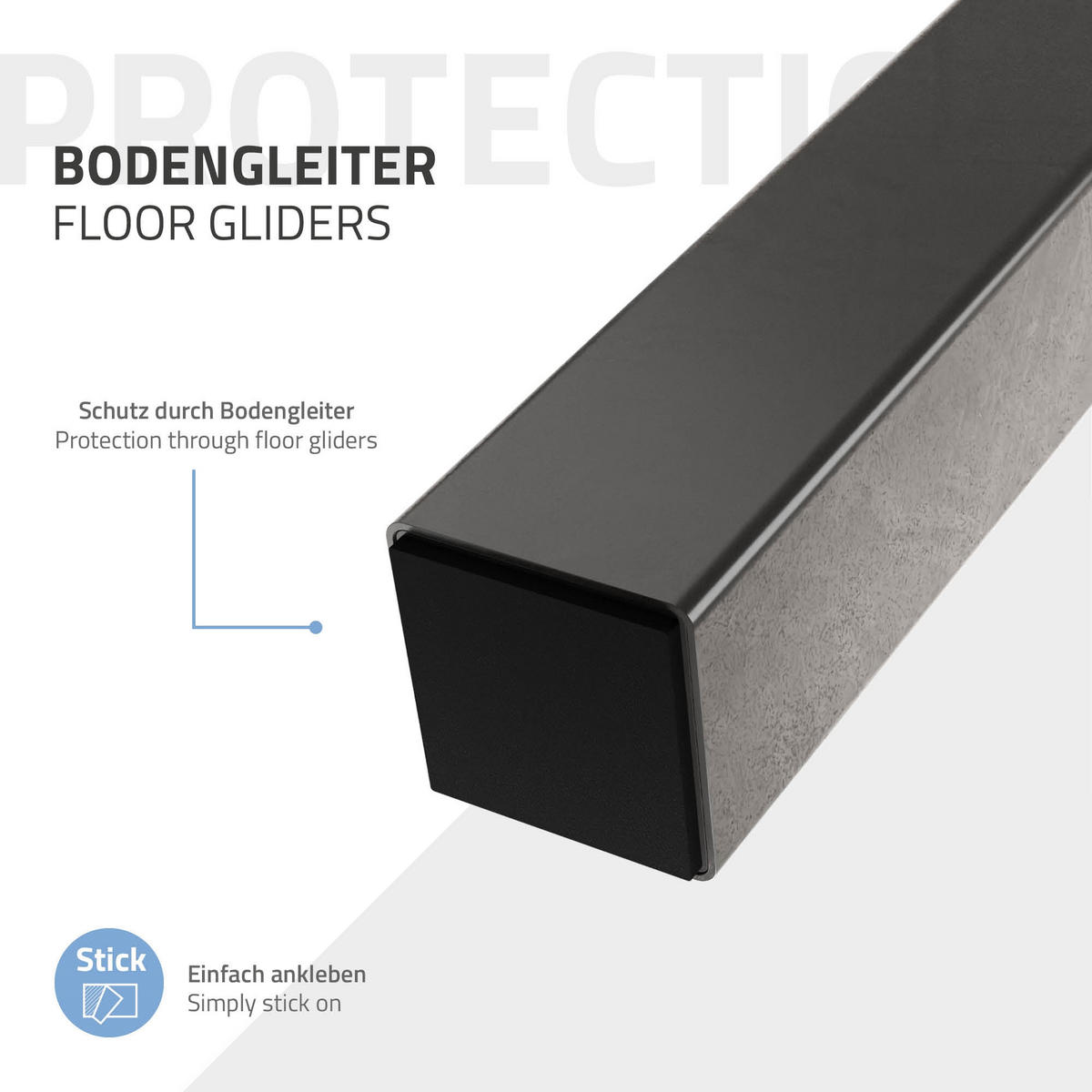 TISCHBEINE 4er Set I-96GRAD-Design H:30 cm Dunkelgrau 4x4 cm - Dunkelgrau, Metall (4/30/4cm) - ML-DESIGN