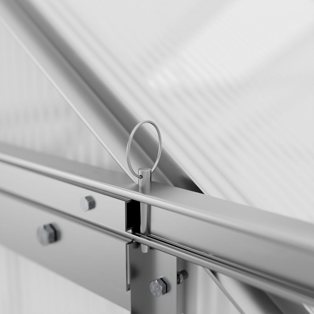 GEWÄCHSHAUS 3,6 m² inkl. Fundament 190x190x198 cm - Silberfarben, Metall (190/198/190cm) - Juskys