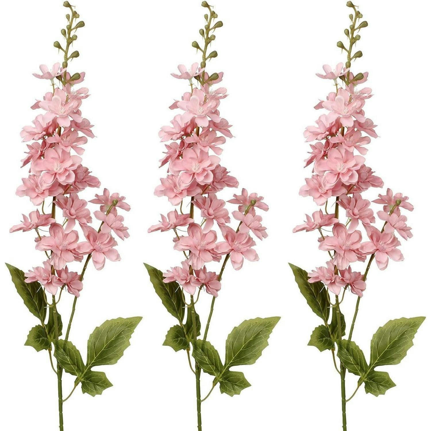 KUNSTBLUMEN Rittersporn 3-teiliges Set Rosa 86 cm - Rosa, Textil (85cm)