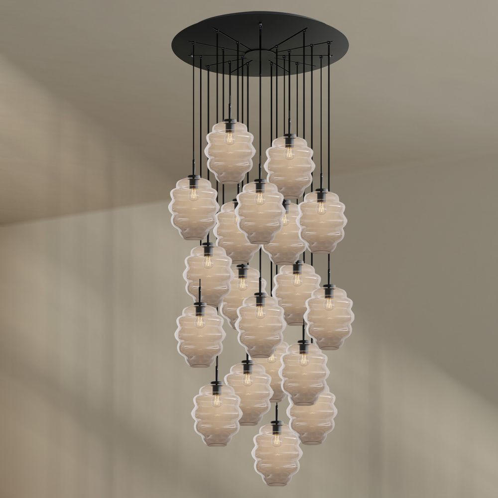 GALERIELEUCHTE Echos 20-flammig Klar Ø 25cm - Klar/Schwarz, Glas (25/25/28cm) - s.luce
