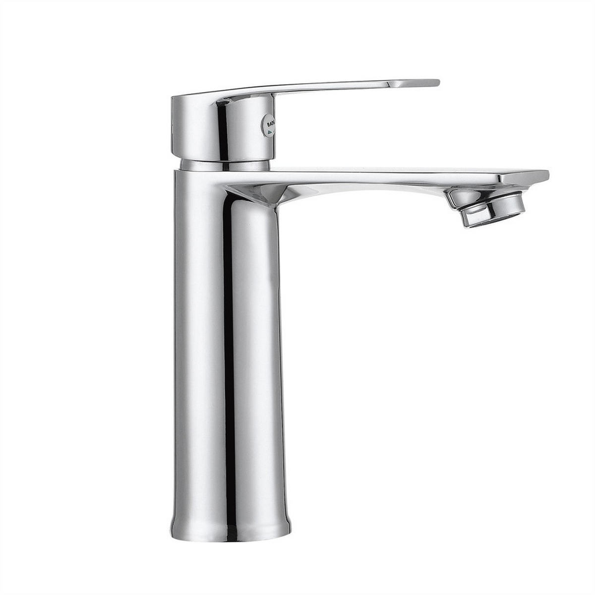 WASSERHAHN Bad -Waschtischarmatur flaches Design Mischbatterie für Kalt- und Warmwasser Edelstahl - Silberfarben, Metall (14.5/17/4.5cm) - DELFA