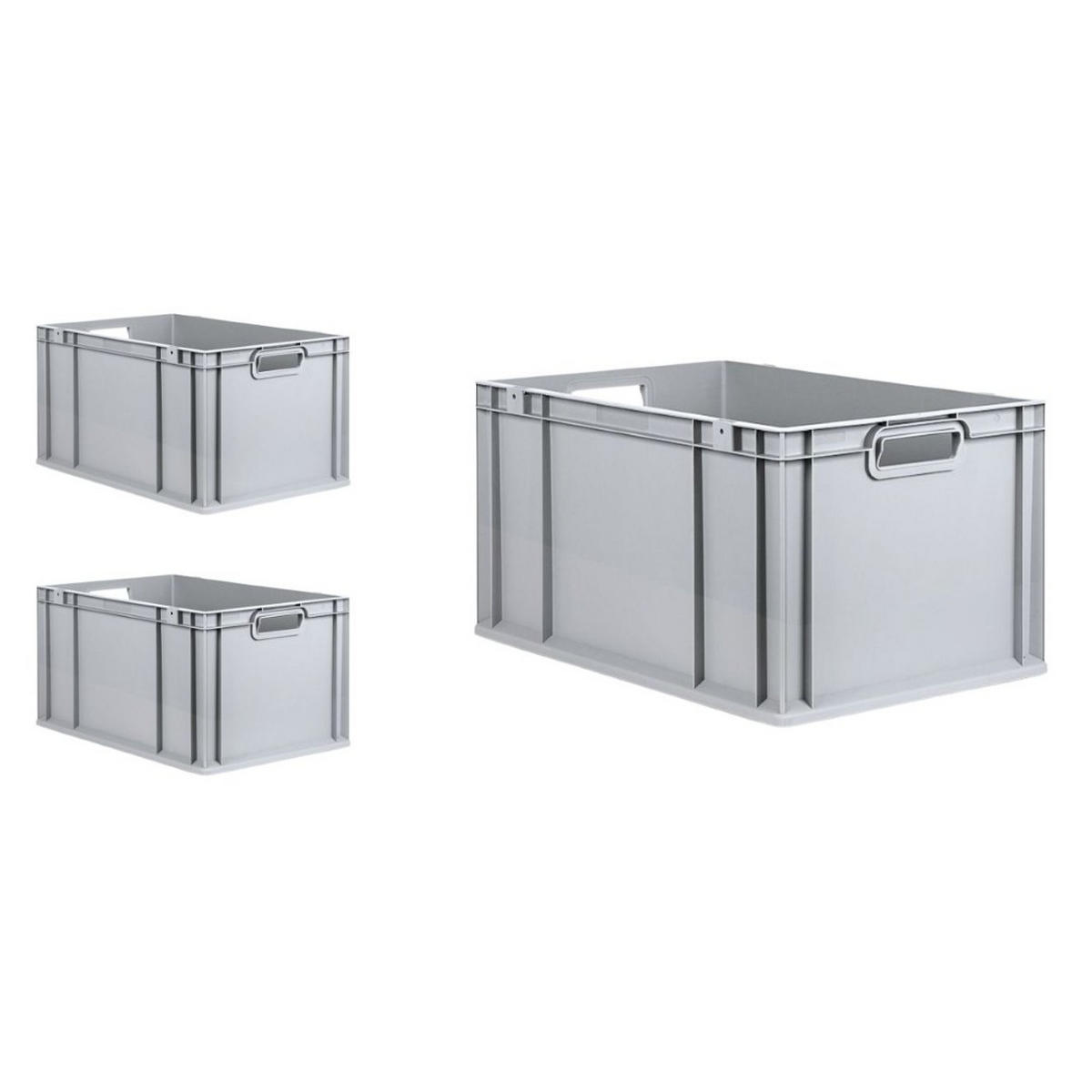 EUROBOX 3x Nextgen Economy Mit Scharnierdeckel Grau/BlauGriffe Offen 65 Liter - Blau, Kunststoff (40/32/60cm) - PROREGAL