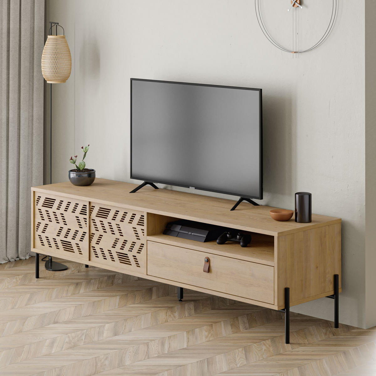 TV-MÖBEL dionysos beige - Beige, Holz (45/48/170cm) - Habitat Garten