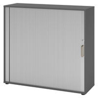 ROLLLADENSCHRANK - 3 Ordnerhöhen 40/120/110 cm in Graphitfarben/Silberfarben Streifengriff (Kunststoff) - Silberfarben/Graphitfarben, Holzwerkstoff (120/110/40cm) - bümö