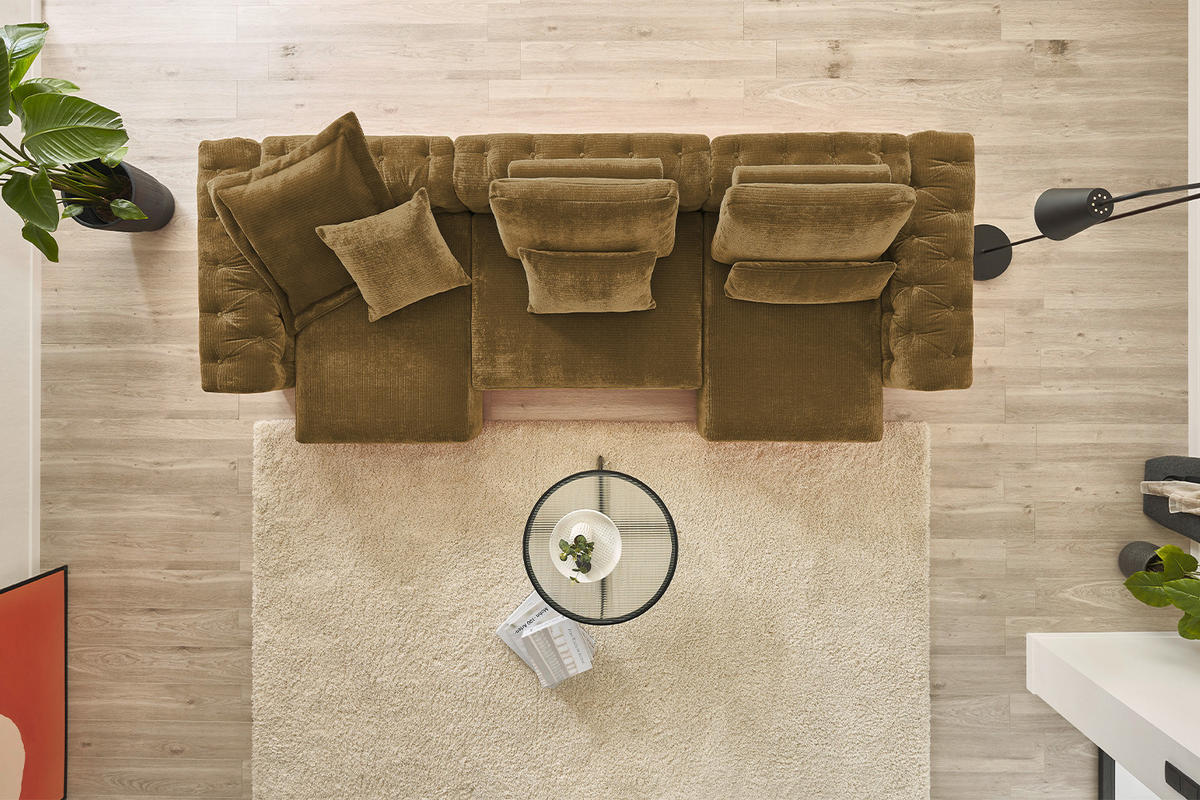 MODULSOFA SEPHI Braun Cord - Dunkelbraun/Schwarz, Kunststoff/Textil (375/62/109cm) - KAWOLA