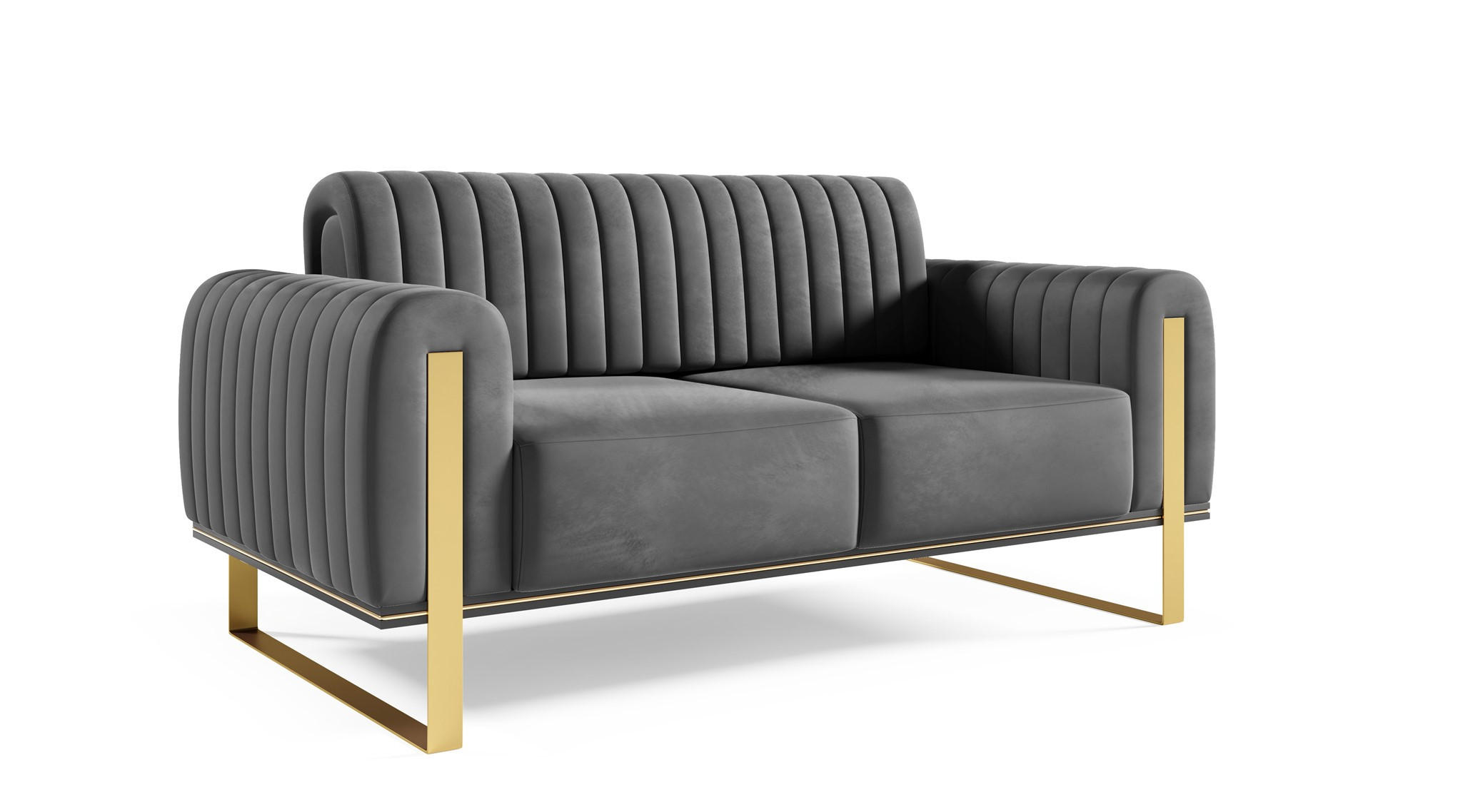 SOFA Valerie 2-sitzer - Anthrazit, Holzwerkstoff/Textil (164/79/90cm) - Fun Möbel