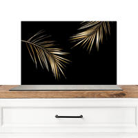 SPRITZSCHUTZ KÜCHE Blätter - Pflanzen - Gold - Schwarz - Luxus 60x40 cm - Goldfarben, Metall (60/0.3/40cm) - MuchoWow