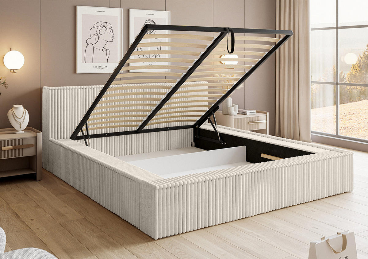 POLSTERBETT ALENZO 180x200 cm, Weiß - Weiß, Textil (200/180cm) - Fedve