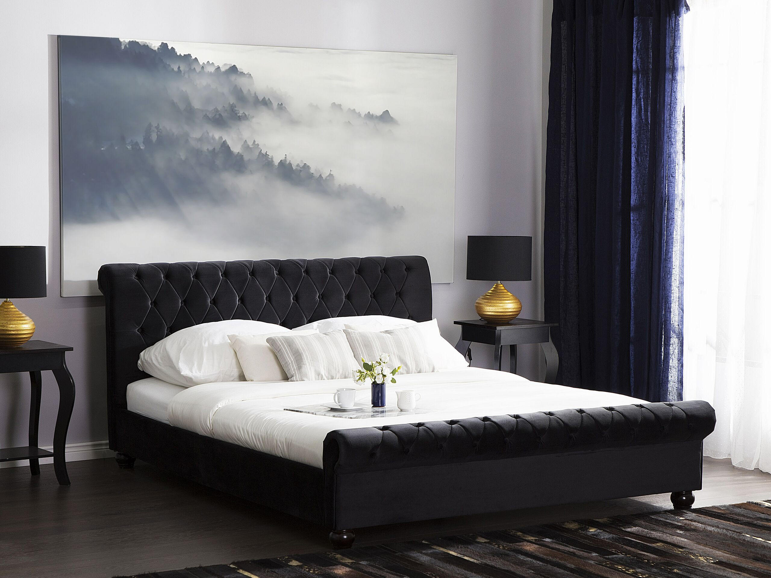 Thumbnail - Beliani Polsterbett, Schwarz, Textil, 180x200 cm, Schlafzimmer, Betten, Polsterbetten