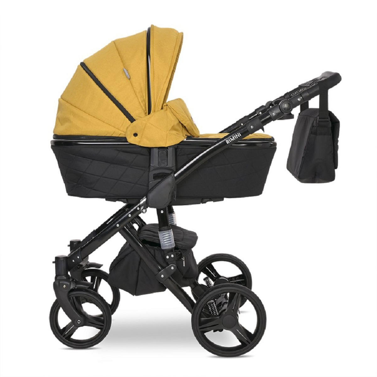 KOMBIKINDERWAGEN Rimini Premium gelb Sportsitz Tragewanne Moskitonetz verstellbar - Gelb, Metall (112/60/117cm) - Lorelli