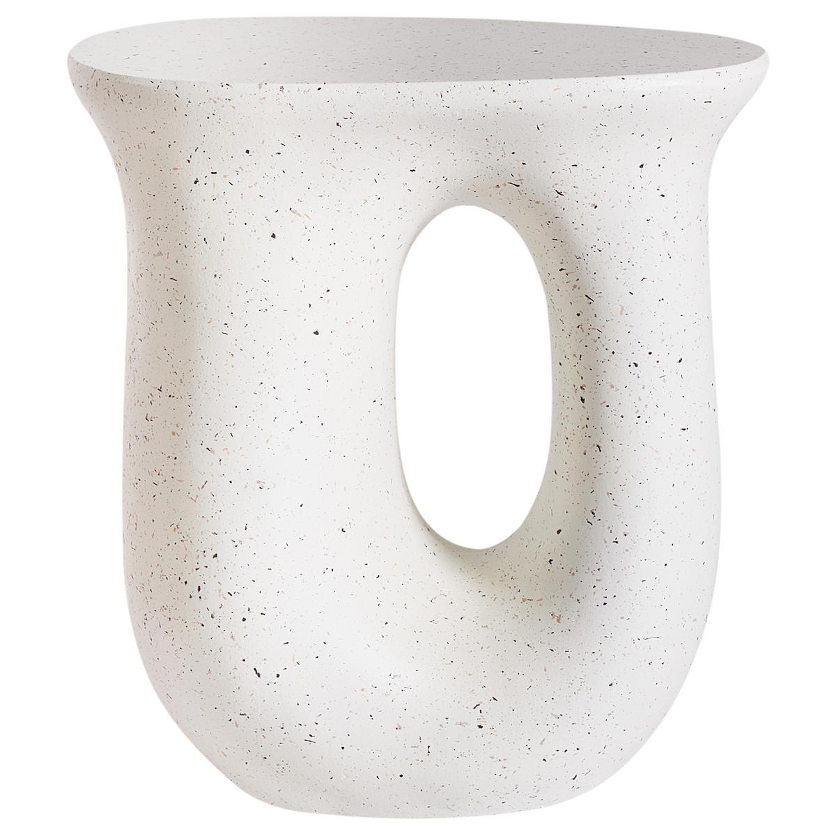 BEISTELLTISCH 42/28 cm Terrazzo Optik Cremeweiß Idro - Weiß, Keramik (42/28/46cm) - Beliani