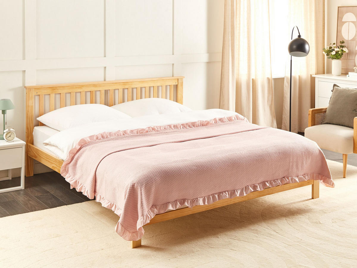 DECKE Rosa 200 x 220 cm Hatton - Pink, Textil (200/220cm) - Beliani
