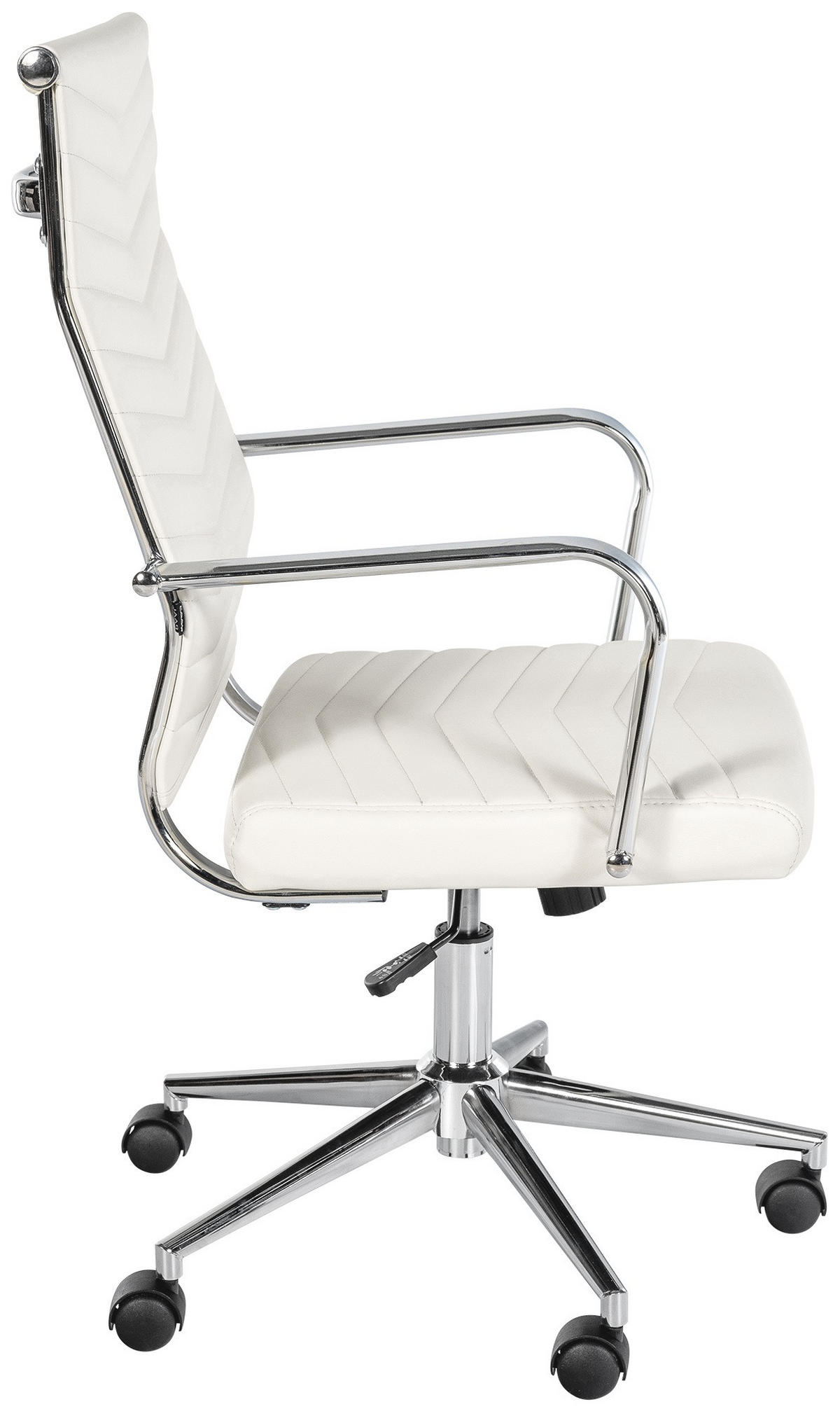DREHSTUHL Lederlook Weiß - Chromfarben/Weiß, Textil/Metall (57/100/60cm) - CLP