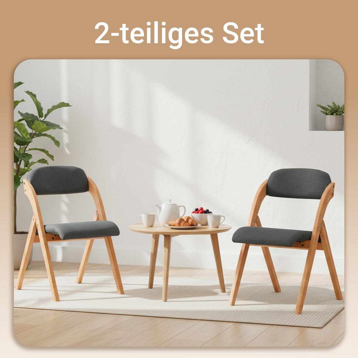 KLAPPSTÜHLEN 2 er set, Dunkelgrau - Dunkelgrau, Holz (47.5/77/59cm) - SoBuy