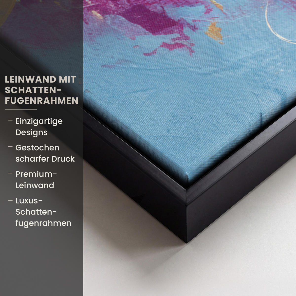 LEINWAND Bilder mit Rahmen - Kreise - Gold - Abstrakt - 100x70 - Blau, Textil (100/70cm) - MuchoWow