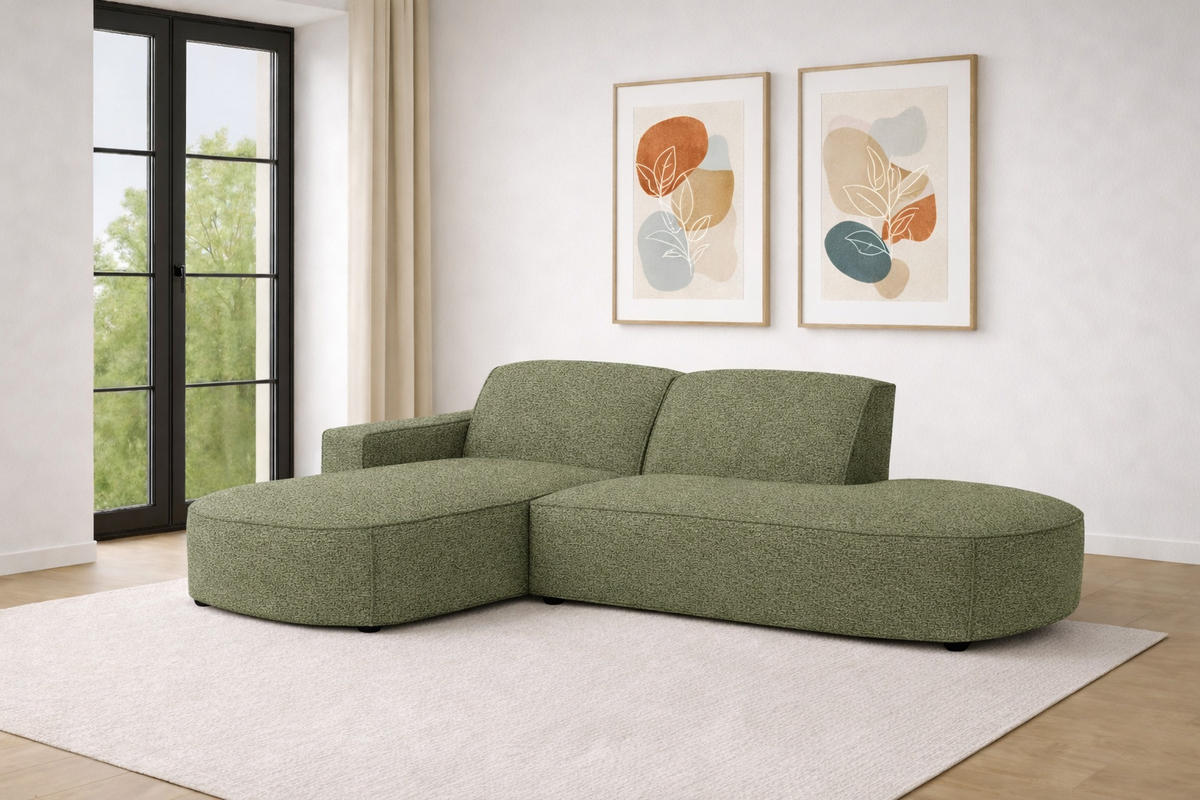 ECKSOFA Cursal Atelier, Stoff Artico, Moss, Links - Grün, Holz (269/166cm) - Kaiser Möbel