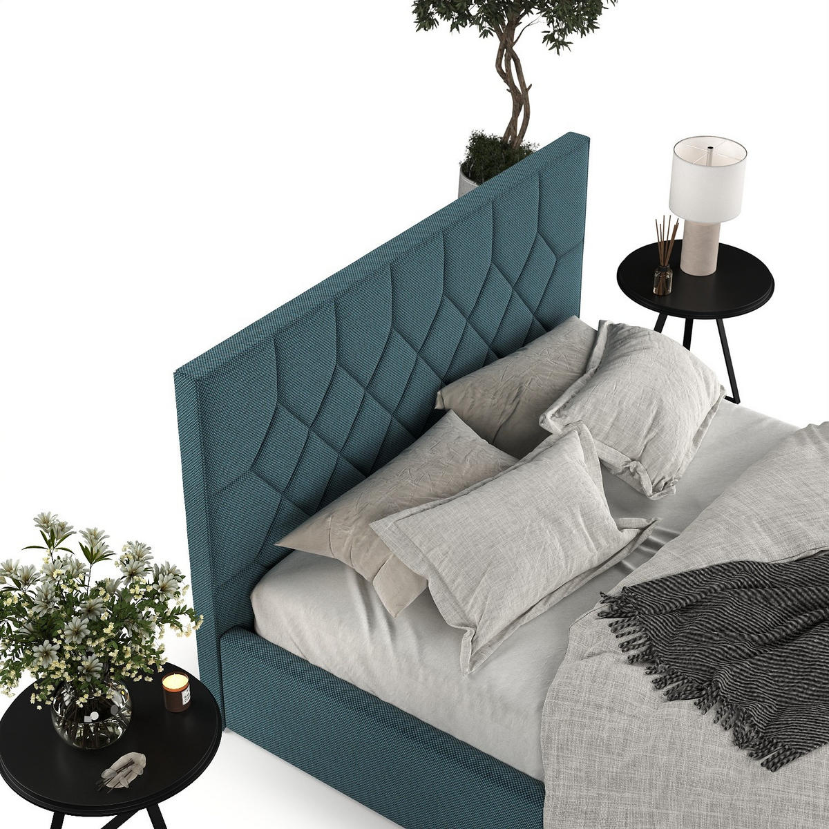 POLSTERBETT Brisa 140/200 cm Türkis im Inari Stoff - Türkis/Schwarz, Holz/Holzwerkstoff (140/200cm) - AltaBeds