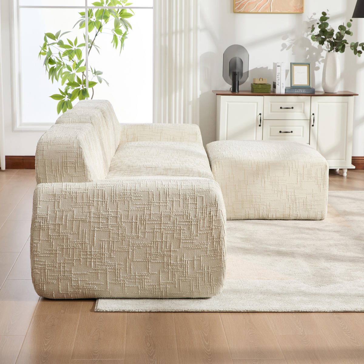 ECKSOFA Chenille Beige - Beige, Textil (269.5/182.5cm) - WISHDOR
