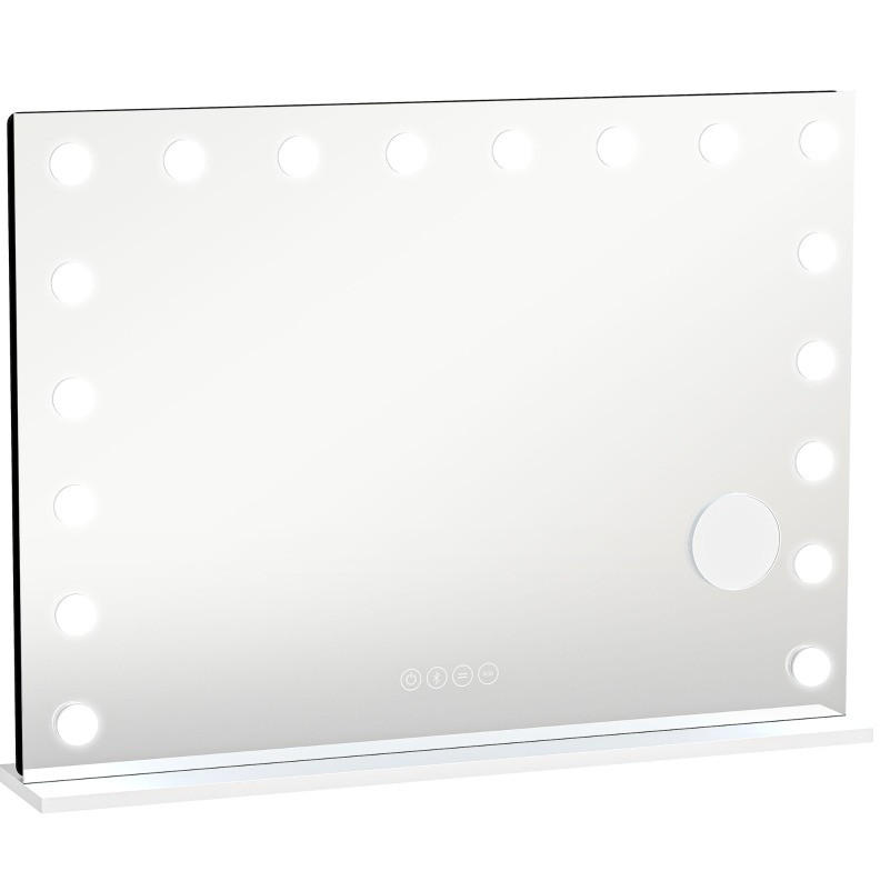 WANDSPIEGEL 80/14/60 cm weiß aus Glas mit LED, RGB und Bluetooth - Weiß, Glas (14/60/80cm) - OKWISH