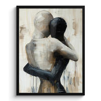GERAHMTES BILD Abstrakt - Liebe - Schwarz und weiß - Modern 60x80 cm - Schwarz, Papier (60/80cm) - MuchoWow