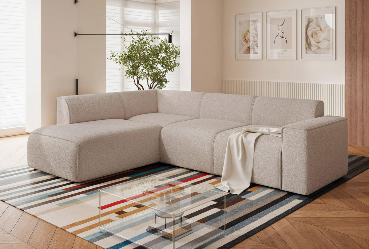 ECKSOFA ZAVO Feiner Mischstoff in Beige - Beige, Holzwerkstoff/Kunststoff (310/218cm) - Idohome