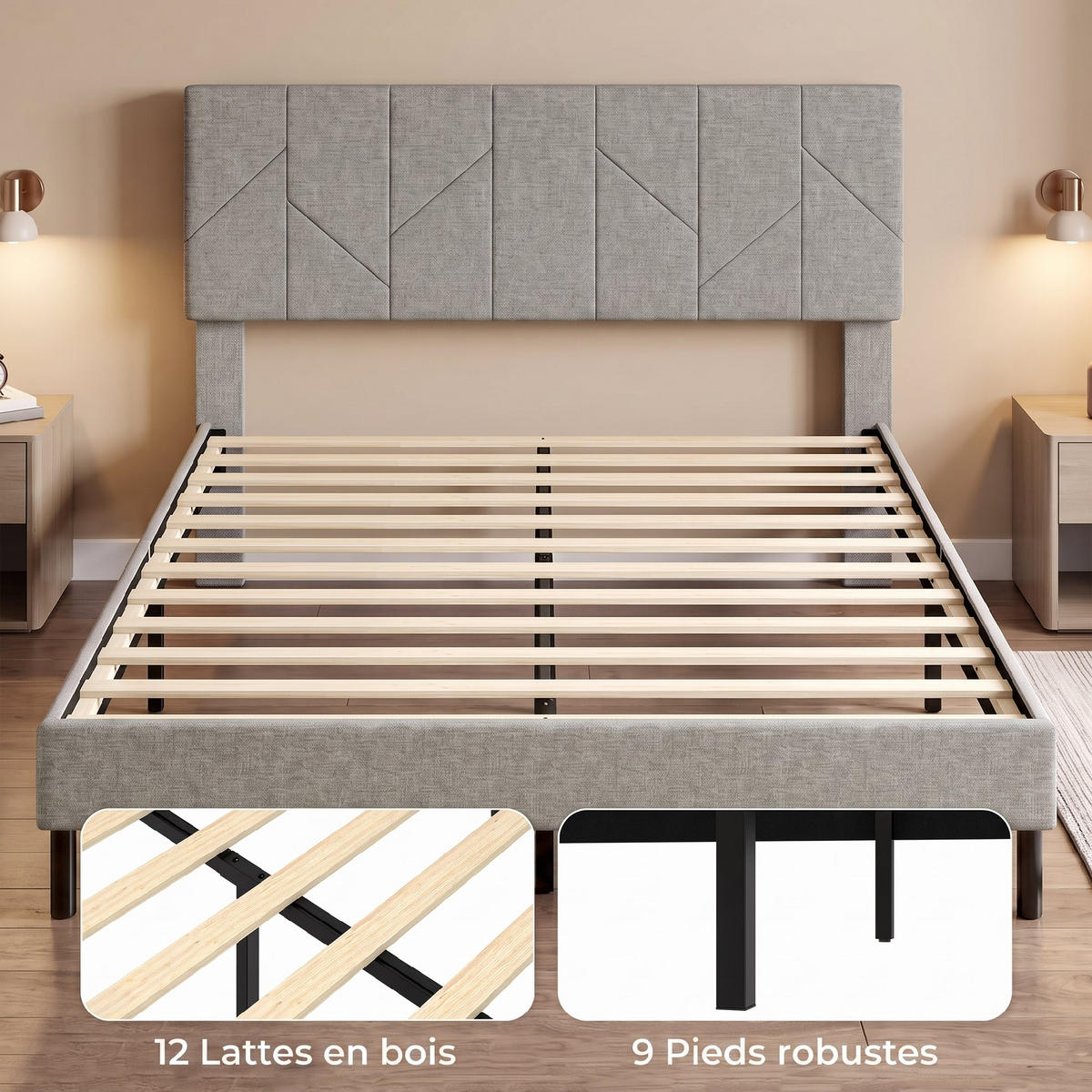 BETT Grau 196/149/105 cm - Grau, Metall - PANGIVO