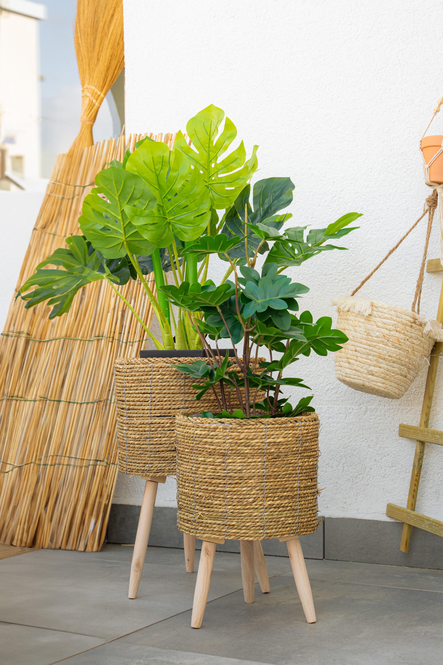 HÄNGETÖPFE Maisblatt Gypsy 2er-Set - Beige, Naturmaterialen (22/90/17cm) - Home Styling Collection