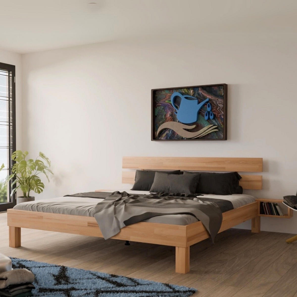 BETT 180/220 cm aus Kernbuche - Braun, Holz (180/220cm) - MeinMassivholz