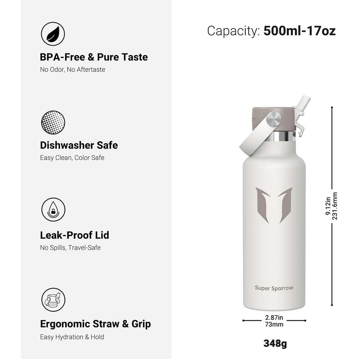 TRINKFLASCHE Edelstahl 500 ml Grau - Grau, Metall (7/7cm)