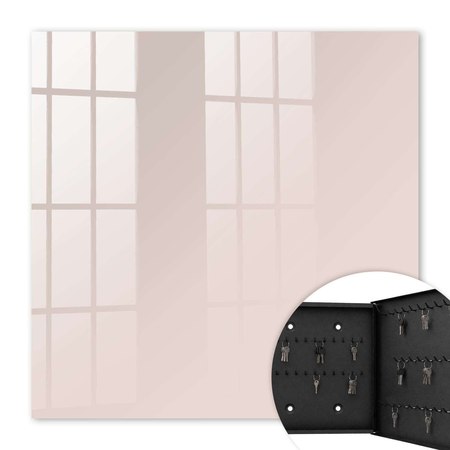 SCHLÜSSELBOX Schwarz 30x30 cm- Türöffnung nach rechts - Rosa Stein - Pink, Metall (30/30/5cm) - TULUP