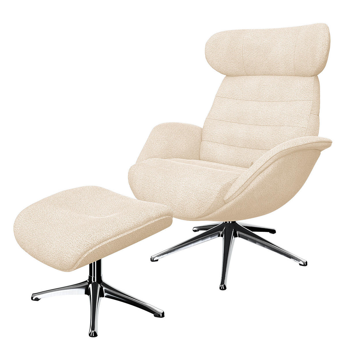 POLSTERHOCKER - Chromfarben/Beige, Textil/Metall (44/39/49cm) - home24