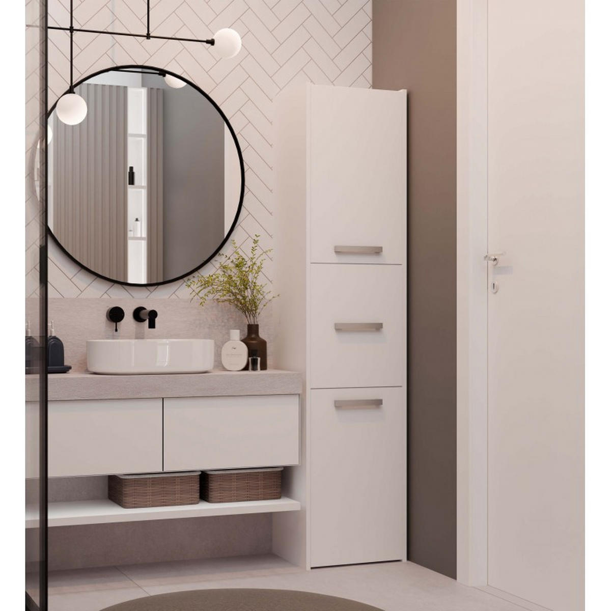 KÚPEĽŇOVÁ SKRIŇA - biela, kompozitné drevo (40/170/30cm) - RAUMHIRSCH FURNITURE