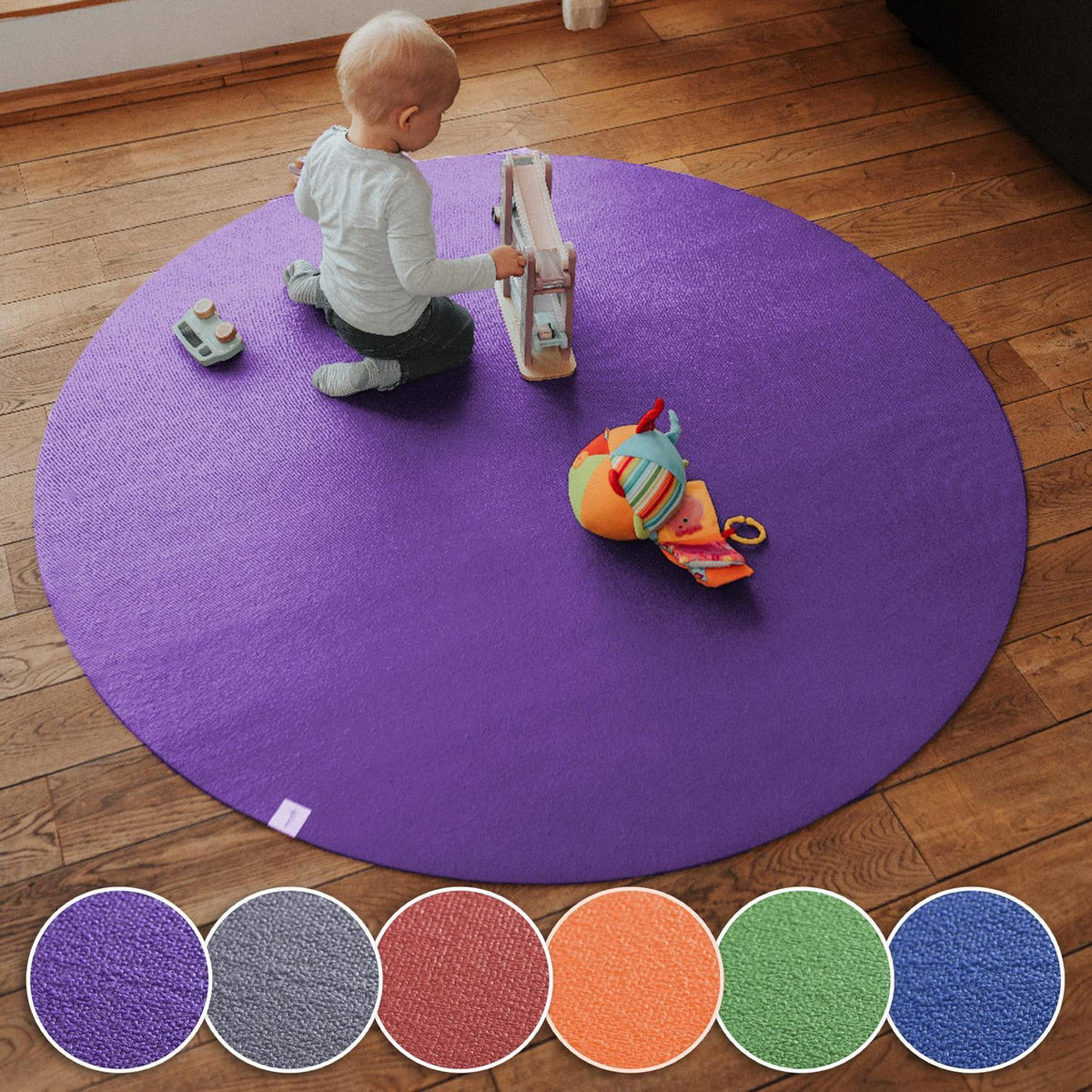 KRABBELMATTE Rund 120cm Lila - Lila, Textil (120/120cm) - Sanosoft