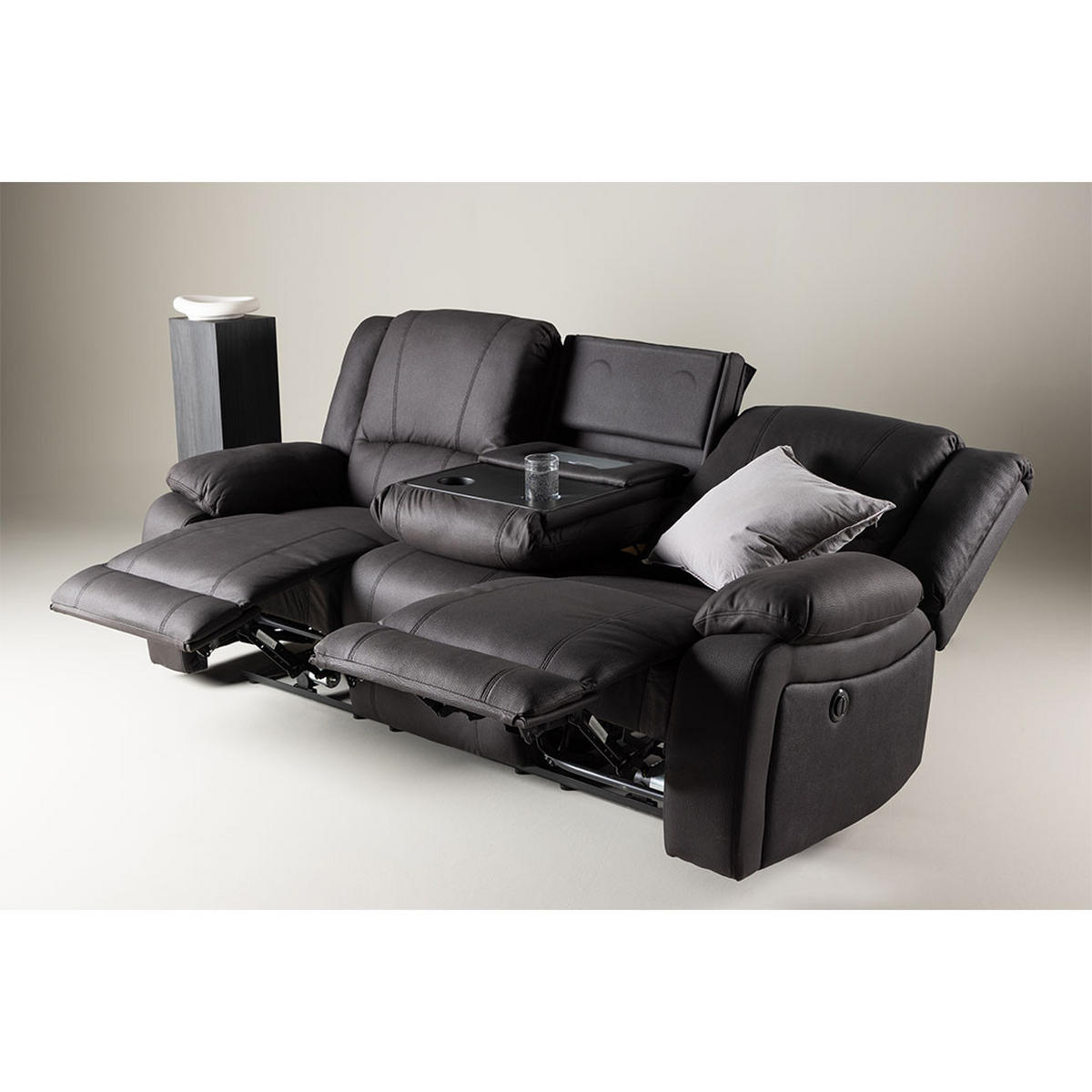 SOFA, Singapore, Schwarz, Kunstfell, 218 x 96 x 100 cm - Schwarz, Textil/Fell (218/100/96cm) - ebuy24