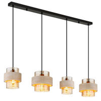 LED PENDELLEUCHTE DAREN, Metall, Schwarz, höhenverstellbar - Schwarz, Glas (108.7/18/120cm) - Globo Lighting