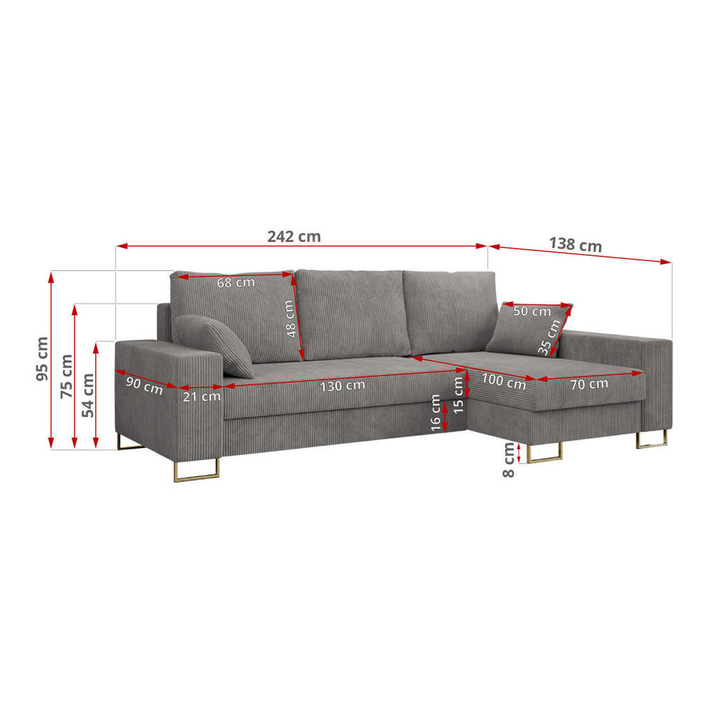 Thumbnail - MKS Ecksofa, Hellgrau, Textil, 3-Sitzer, L-Form,L-Form, 242x138 cm, Wohnzimmer, Sofas & Couches, Wohnlandschaften, Eckso...
