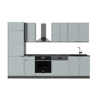 KÜCHENZEILE Fame-Line Hellblau-grau/Anthrazit 300 cm, AP Anthrazit - Anthrazit/Hellblau, Holzwerkstoff (300/81.6/60cm) - Vicco