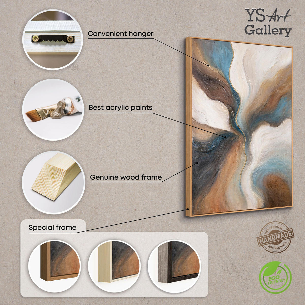 GEMÄLDE Vergehen der Zeit Schattenfugenrahmen Beige 140x100 cm - Beige, Holz (140/100cm) - YS-art gallery