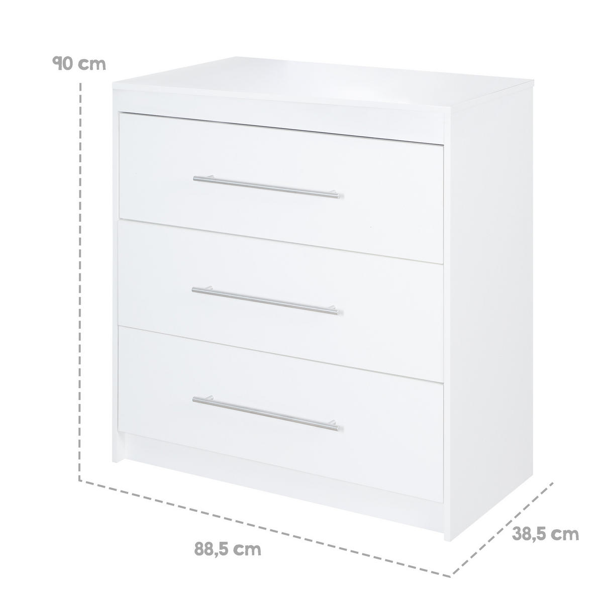 WICKELKOMMODE Maren - Weiß, Holzwerkstoff/Metall (88.5/98/75cm) - Roba