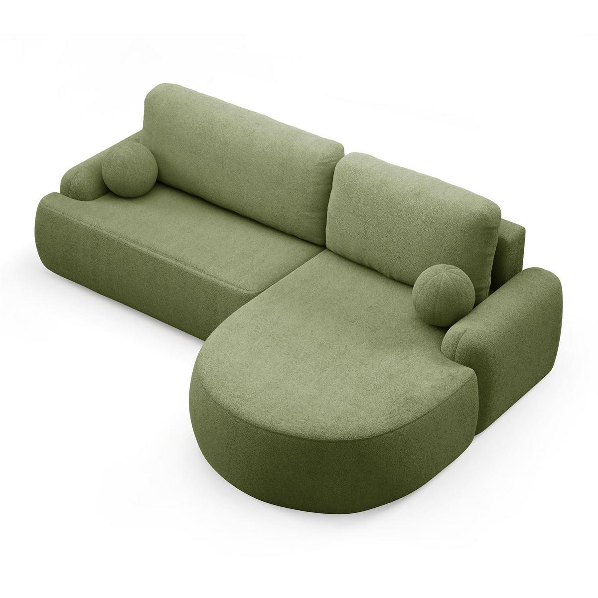ECKSOFA CLEO mit Schlaffunktion Version Rechte QUELLE 38 - Grün, Kunststoff (264/172cm) - Lookway