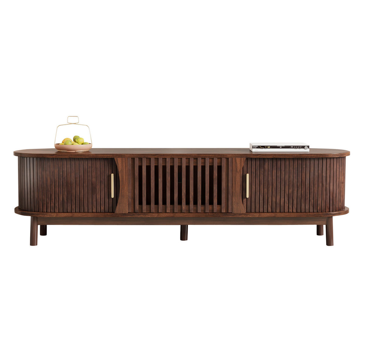 TV ormarić 165/39,5/46 cm smeđi od MDF-a s kliznim vratima i preklopnim vratima - smeđa, drvni materijal (165/46/39.5cm) - OKWISH